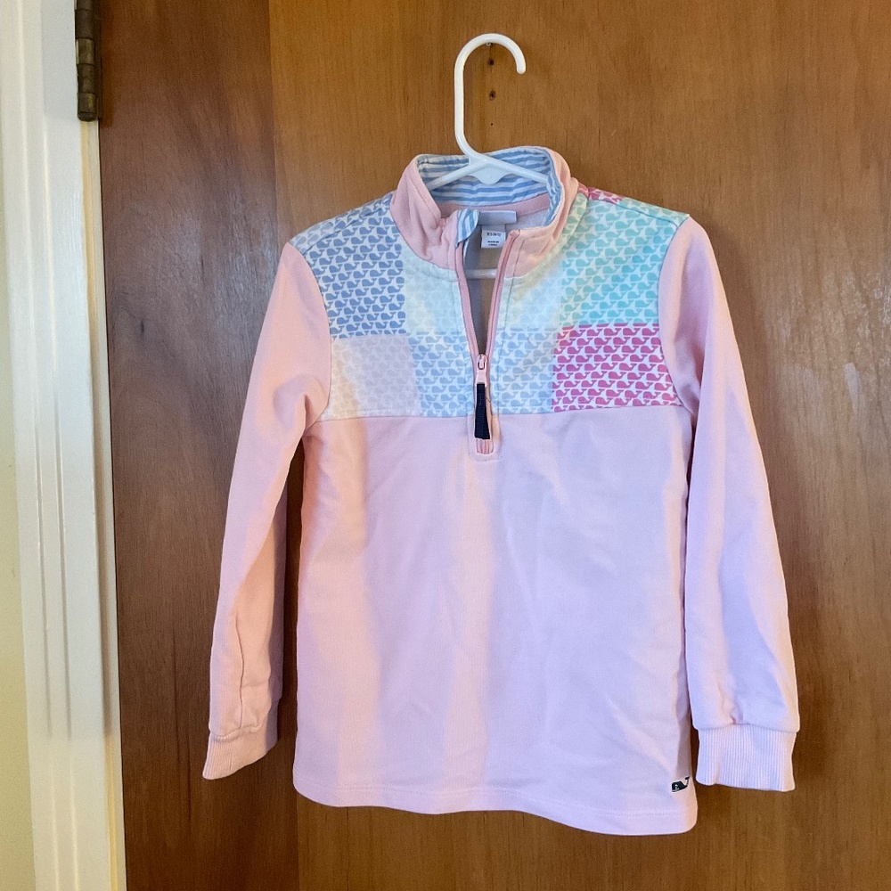Vineyard Vines Kids Light Pink Pullover with Pastel Patchwork